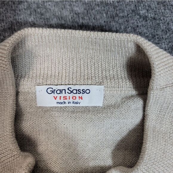 Vtg Gran Sasso Mens Golf Sweater Size 2XL Beige Wool Pullover Mock Neck - Picture 3 of 12